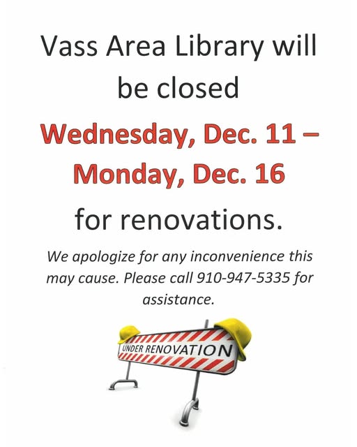 Vass closing Dec 11-16
